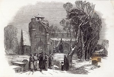 Karácsony reggel: Templomba járás, W.J. Linton metszet, a „The Illustrated London News”-ból, 1846. december 26. alkotó: George Haydock Dodgson