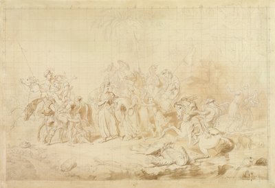 A kurdisztáni Banditti segíti a grúzokat a cserkesz nők meglepésében és elhurcolásában 1827-28 körül (toll és barna tinta szőtt papíron) alkotó: George Hayter