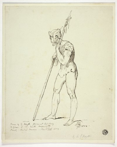 Álló férfi páncélban, lándzsát tart alkotó: George Hayter