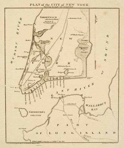 New York városának terve, melyen a mocsárvidék és a mocsárvidék látható, 1856 (fekete tinta, papír) alkotó: George Hayward