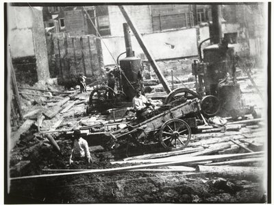 Az amszterdami Heiligeweg városi fürdő- és úszólétesítményének építkezése alkotó: George Hendrik Breitner