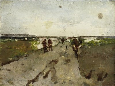 Táj Waalsdorp közelében, katonákkal a manőveren alkotó: George Hendrik Breitner