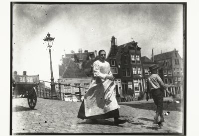 Utcakép a Lindengracht Lijnbaansgracht kereszteződésnél Amszterdamban alkotó: George Hendrik Breitner