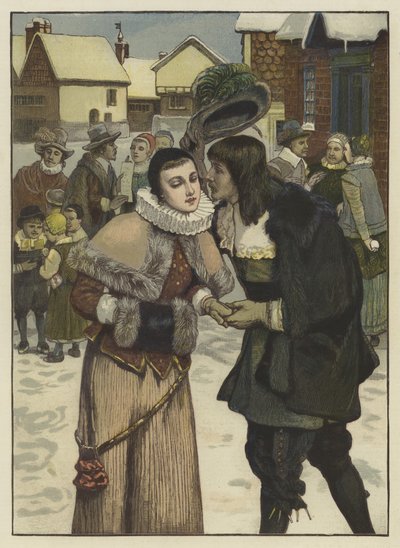 Újév napja a régi New Yorkban (színes metszet) alkotó: George Henry (after) Boughton