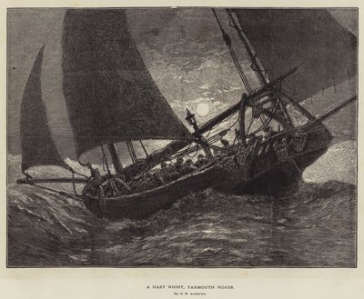 Egy ködös éjszaka, Yarmouth Roads alkotó: George Henry Andrews