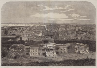 Madártávlati kilátás Washington városára, a Capitoliummal az előtérben alkotó: George Henry Andrews