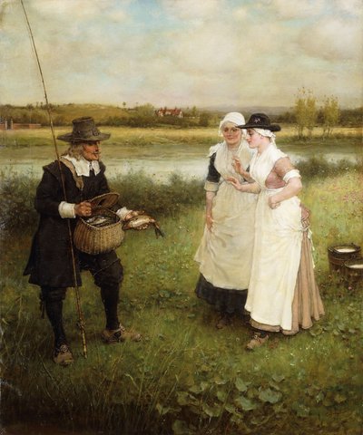 Isaac Walton és a tejeslányok, 1888 alkotó: George Henry Boughton