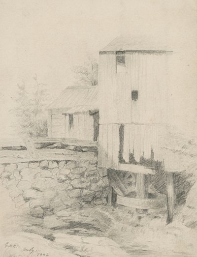 Az öreg malom, 1846 (grafit, buff vattapapír) alkotó: George Henry Hall