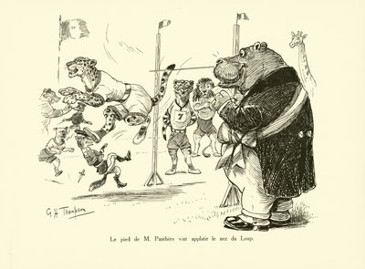 Párduc úr lába ellapította a Farkas orrát (litográfia) alkotó: George Henry Thompson