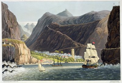 The Roads, St. Helena, metszett: Robert Havell (1793-1878) 1815 (színes metszet) alkotó: George Hutchins Bellasis