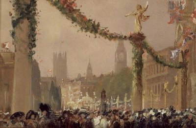 Kitüntetések a Whitehallban V. György király koronázása alkalmából alkotó: George Hyde Pownall