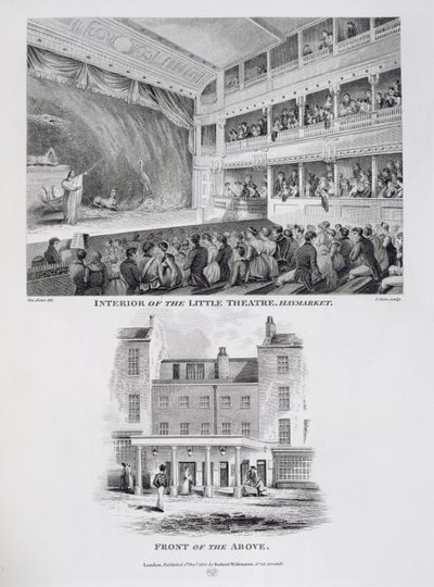 A Little Theatre, a londoni Haymarket és a The Front of the Above belseje, James Stow (kb. 1770-1820) metszete, 1815 alkotó: George Jones