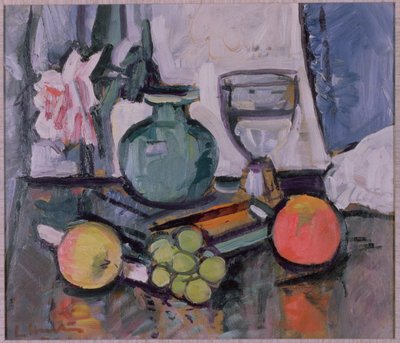 Csendélet, rózsa és gyümölcs alkotó: George Leslie Hunter
