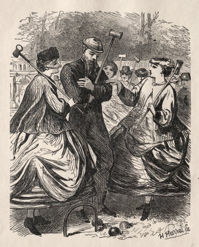 Krokett partink, 1864. alkotó: George Louis Palmella Busson Du Maurier