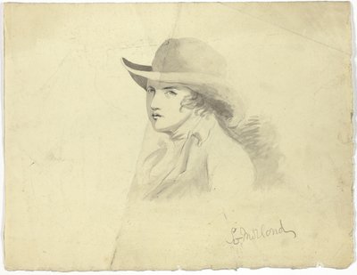 Kalapos ifjú mellképe (recto); angyalfej (verso) alkotó: George Morland