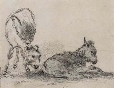 Szamárcsikók (szén papíron) alkotó: George Morland