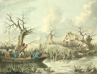 Kacsalövészet, Thomas Rowlandson (1756-1827) metszet, pub. J. Harris, 1789 (színes rézkarc) (lásd még: 125725-27) alkotó: George Morland