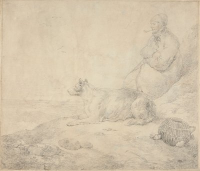 Halász és kutya ül a parton alkotó: George Morland