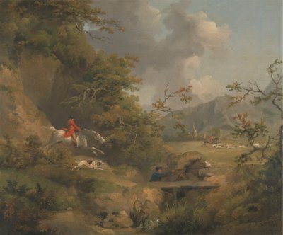 Rókavadászat dombos vidéken alkotó: George Morland