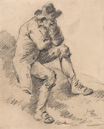 Férfi ül egy bankon alkotó: George Morland