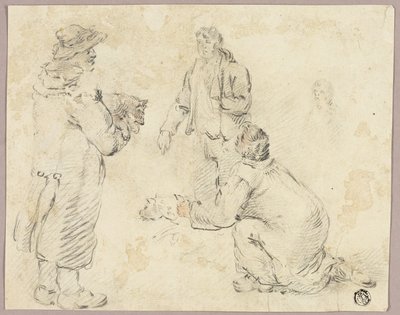 Három férfi kutyákkal alkotó: George Morland