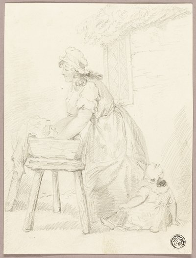 Nő mosás ruhát alkotó: George Morland