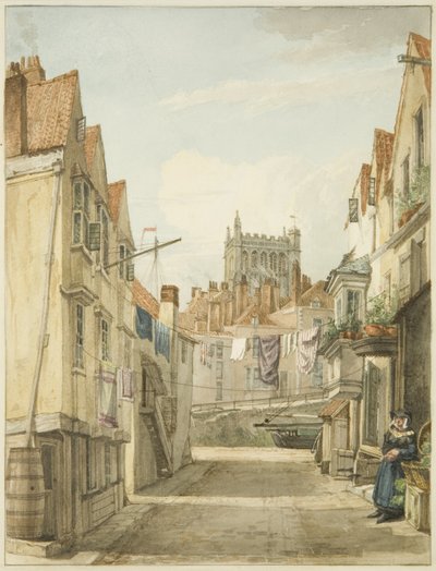 Aldersey Lane (ceruza és akvarell papíron) alkotó: George Orleans Delamotte