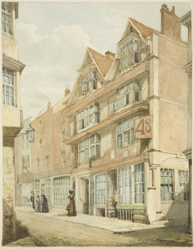South Side, Wine Street (ceruza és akvarell papíron) alkotó: George Orleans Delamotte