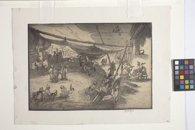 A madarak párosítása és mérlegelése (rézkarc, puha őrölt rézkarc és akvatinta krémszőtt papíron) alkotó: George Overbury