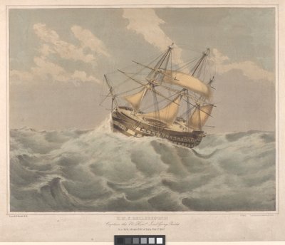 HMS "Bellerophon" (1824), 50 mérföldre Keletkeletre Máltától. alkotó: George Pechell (after) Mends