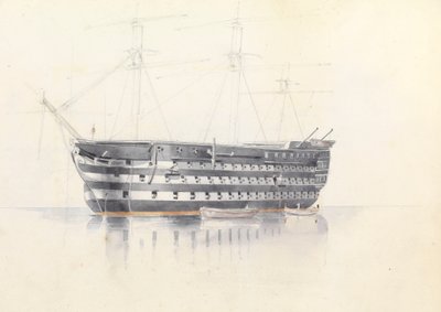 A HMS "Queen" tanulmánya Máltán, 1852. március 3. alkotó: George Pechell Mends