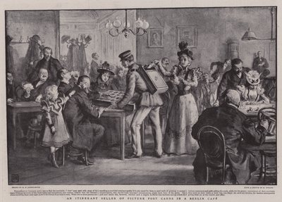 Képes képeslapok vándor eladója egy berlini kávézóban alkotó: George Percy Jacomb-Hood