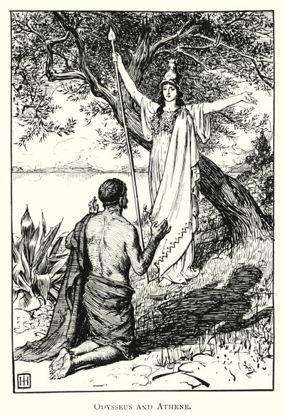 Odüsszeia: Odüsszeusz és Athéné (metszet) alkotó: George Percy Jacomb-Hood