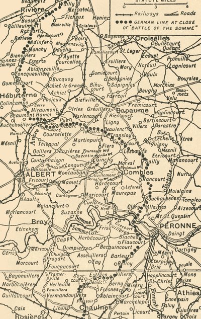Térkép a somme-i csata illusztrálására, 1919. alkotó: George Philip and Son Ltd