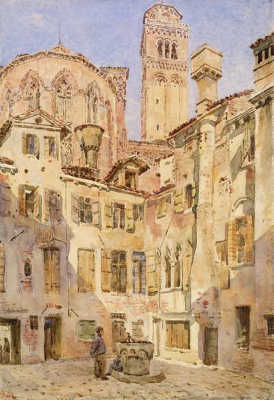 A Frari-templom, Velence, a Campiello San Rocco-ból, 1854 alkotó: George Price Boyce