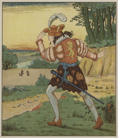 Illusztráció a Rumpelstiltskinhez, a Grimm testvérektől alkotó: George R. Halkett