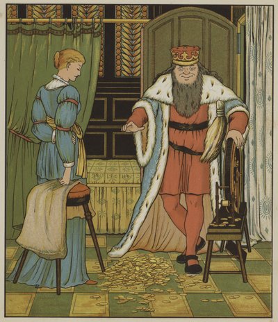Illusztráció a Rumpelstiltskinhez, a Grimm testvérektől alkotó: George R. Halkett