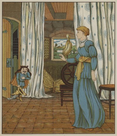 Illusztráció a Rumpelstiltskinhez, a Grimm testvérektől alkotó: George R. Halkett