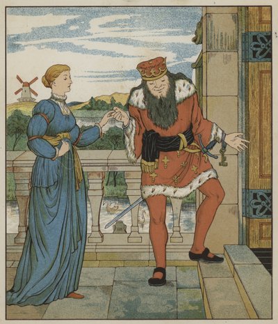 Illusztráció a Rumpelstiltskinhez, a Grimm testvérektől alkotó: George R. Halkett
