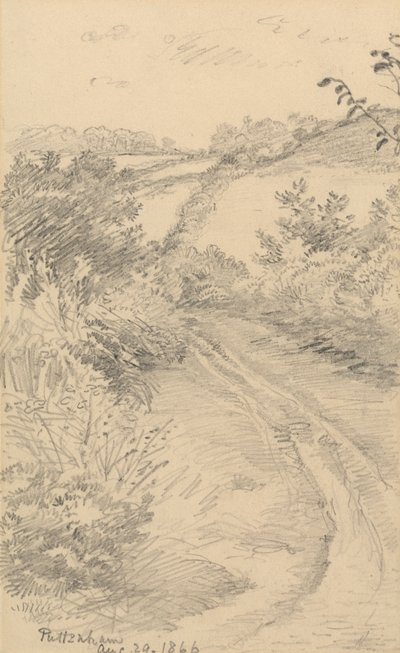 Egy bokros sáv egy mezővel túl alkotó: George Richmond
