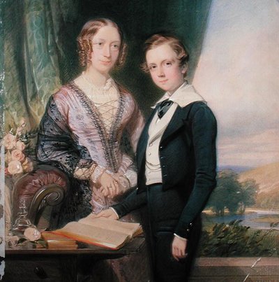 Az anyja mellett álló ismeretlen fiatalember portréja (akvarell papíron) alkotó: George Richmond