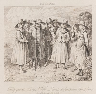 Családi viszály, Gmunden, 1821 körül (rézkarc) alkotó: George Robert Lewis