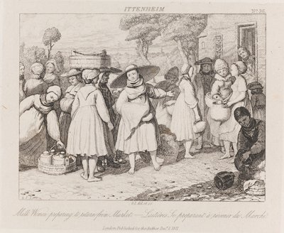 Milk Women, Ittenheim, 1821 körül (rézkarc) alkotó: George Robert Lewis