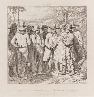 Parasztok társalgása, München, 1821 körül (rézkarc) alkotó: George Robert Lewis