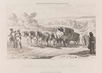 Út Rouenbe Dieppe-ből, Diligence, kb. 1821 (rézkarc) alkotó: George Robert Lewis