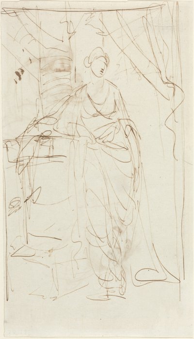 Egy elegáns hölgy klasszikus ruhában [előlap] alkotó: George Romney