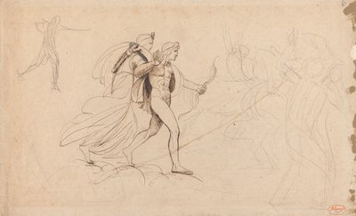 Apollón, Diana és a lovas a „Niobé gyermekeinek halála” című műhöz alkotó: George Romney