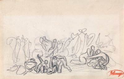 Alakcsoport, valószínűleg játszó nők és gyerekek alkotó: George Romney