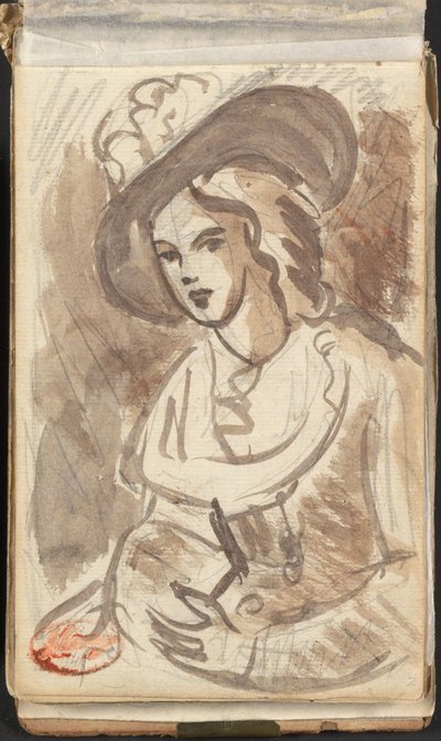 Félalakos portré egy kalapos hölgyről alkotó: George Romney