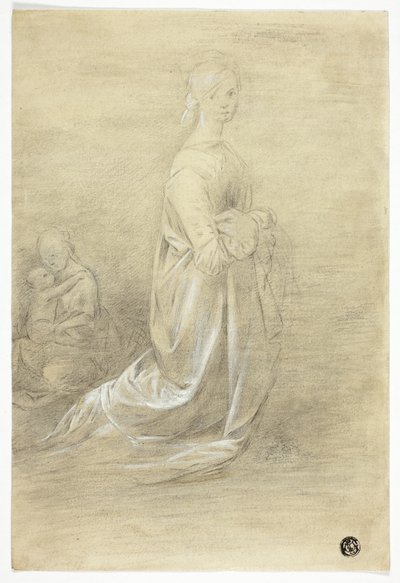 Térdelő nő, ülő anya és gyermeke alkotó: George Romney